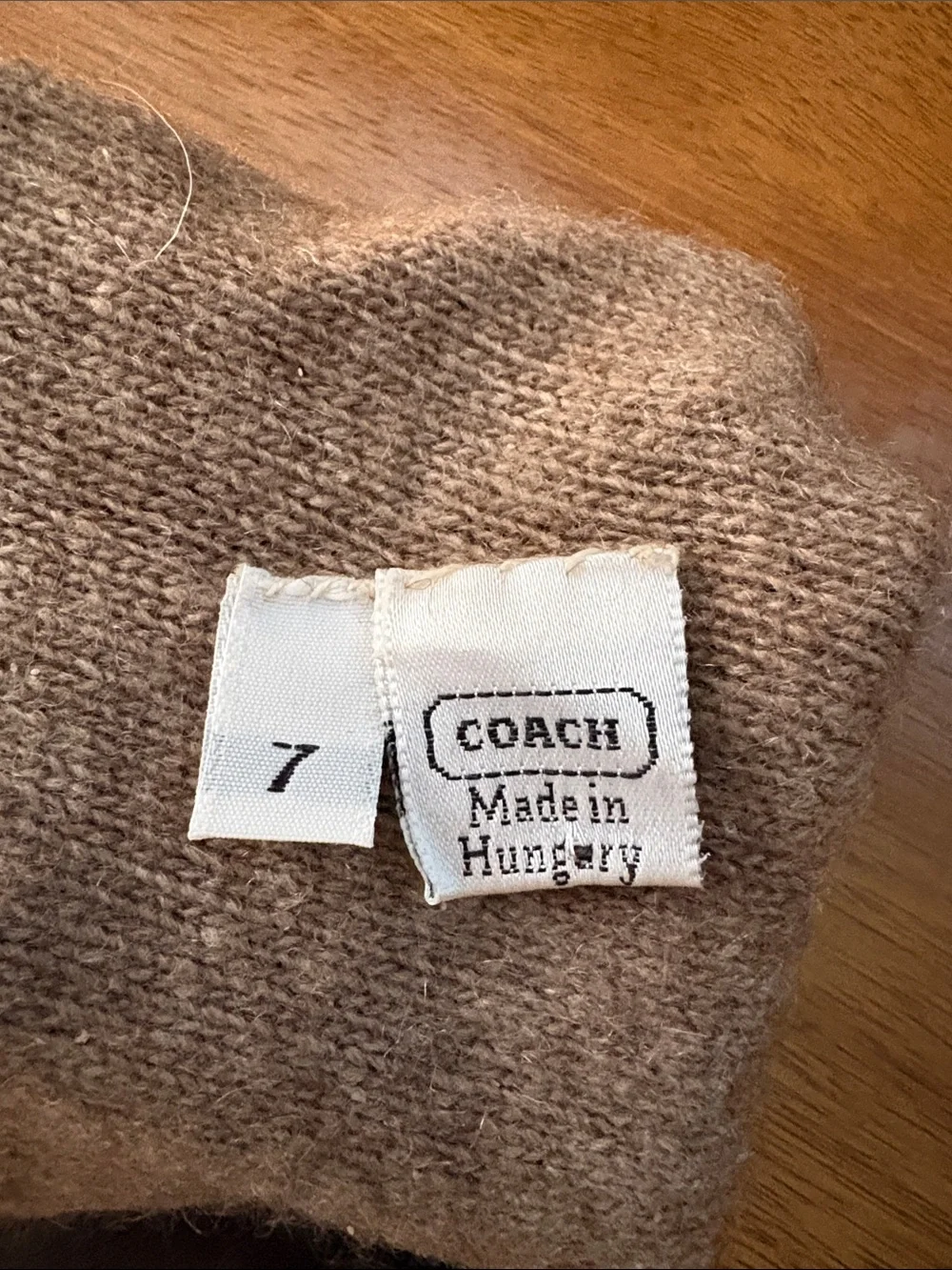 Coach Cashmere Lined Chocolate Brown Leather Gloves